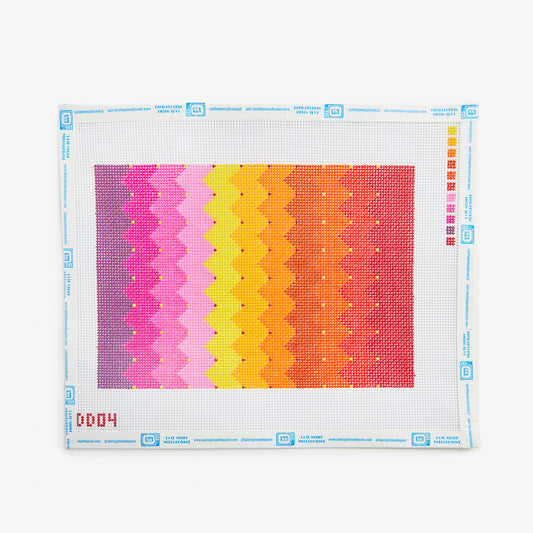 Cross-stitching fabric with colorful pattern on a white background