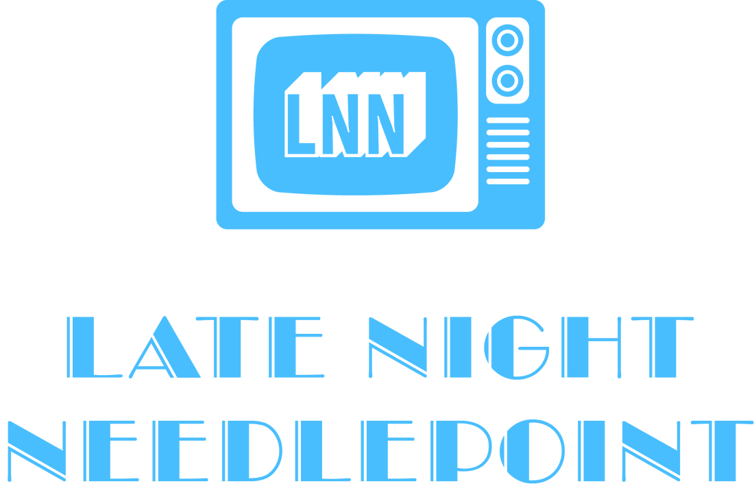 Late Night Needlepoint official logo in light blue